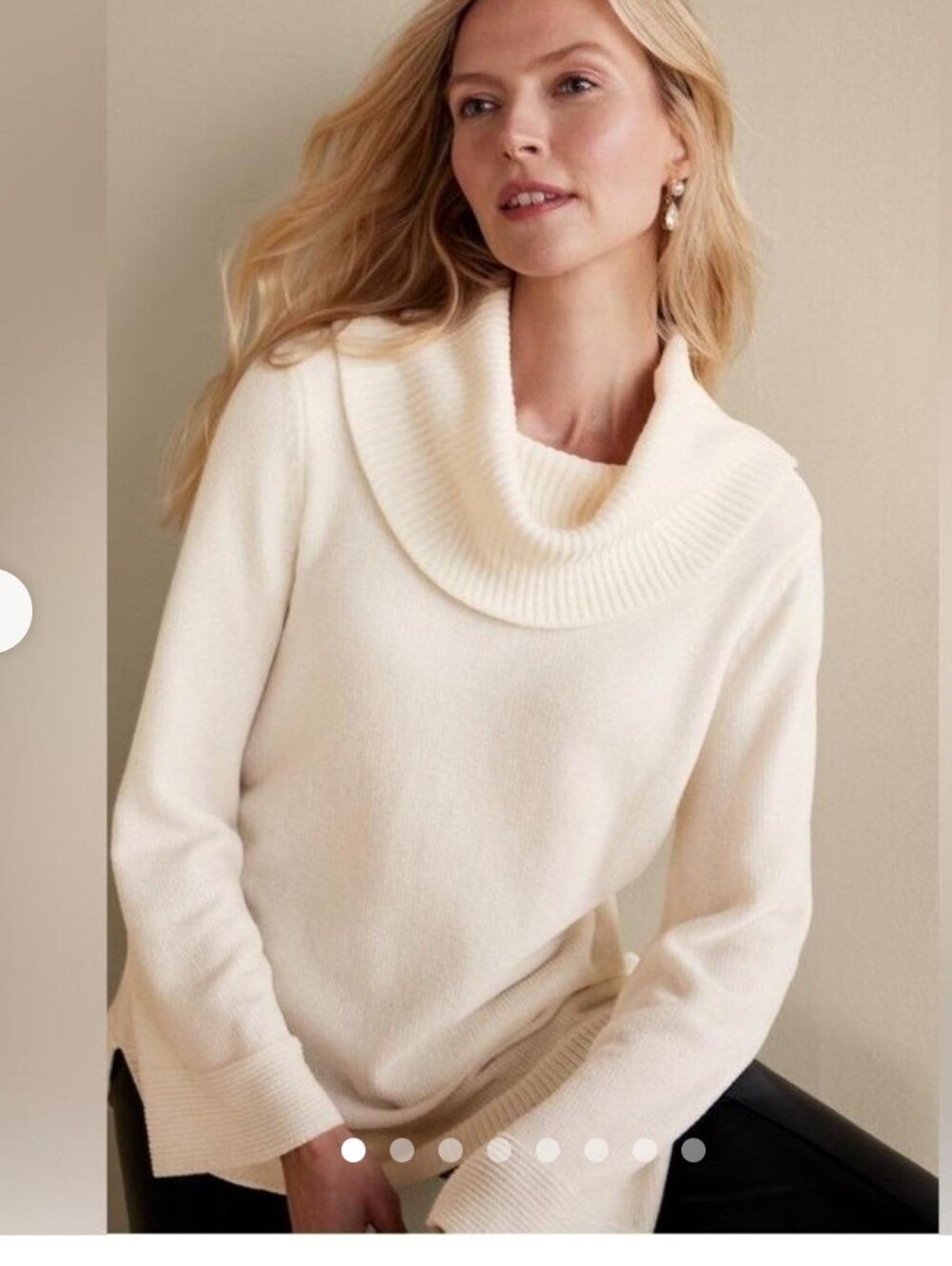 Soft Surroundings Cream Chenille Soft Winds Cowl Neck Sweater